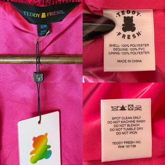 Teddy Fresh Sequin Shirt Dress Pink NEW Size S/M - Picture 2 of 6